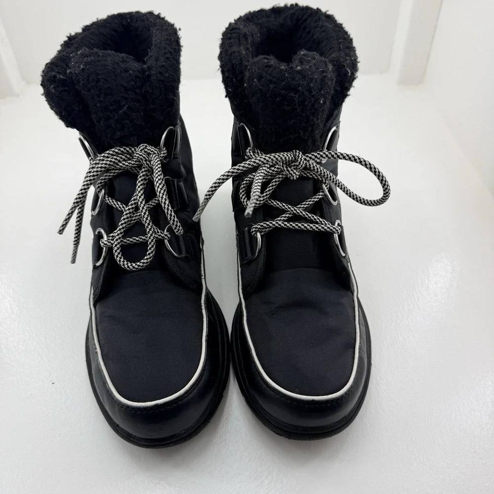 Sorel Explorer Carnival Womens 9.5 Black Waterproof Winter Snow Boots NL3040-010
